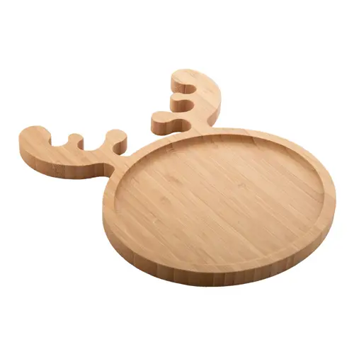 Piatto natalizio per snack in bambù a forma di renna