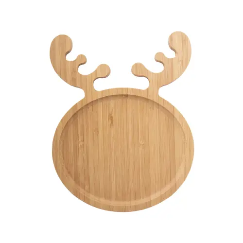 Piatto natalizio per snack in bambù a forma di renna