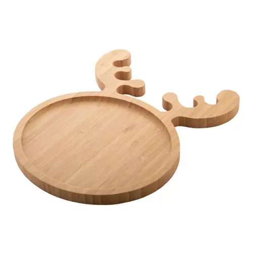 Piatto natalizio per snack in bambù a forma di renna