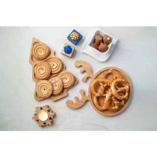 Piatto natalizio per snack in bambù a forma di renna