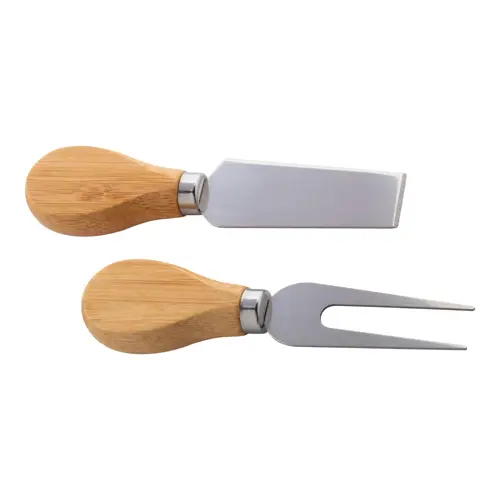 Set natalizio composto da tagliere a forma di albero e due coltelli per formaggio