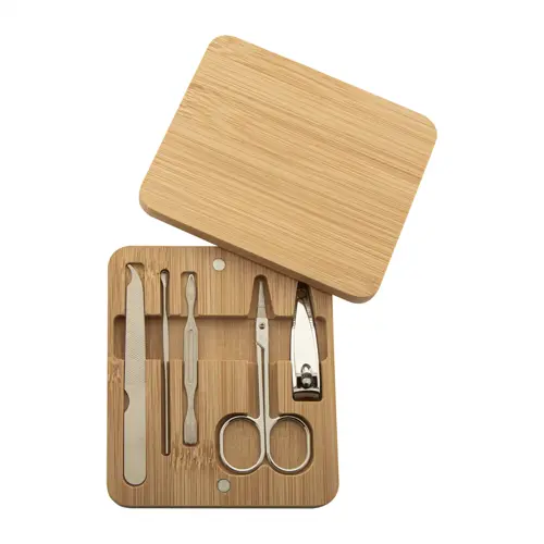 Set manicure cofanetto in bambù con coperchio magnetico