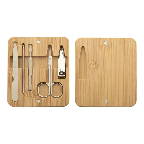 Set manicure cofanetto in bambù con coperchio magnetico