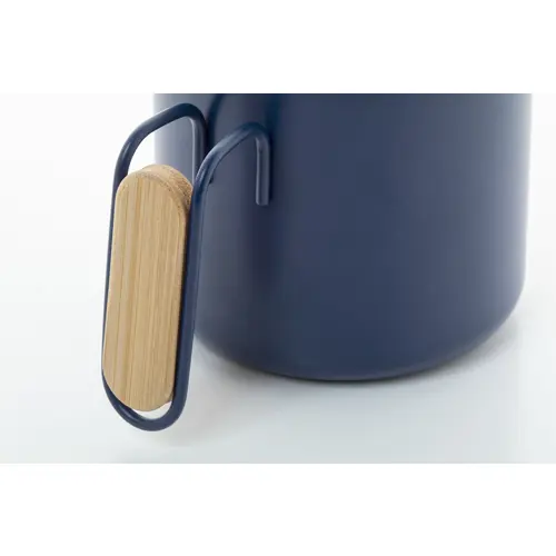 Tazza termica a doppia parete in acciaio inox riciclato con coperchio e manico in bambù da 300ml