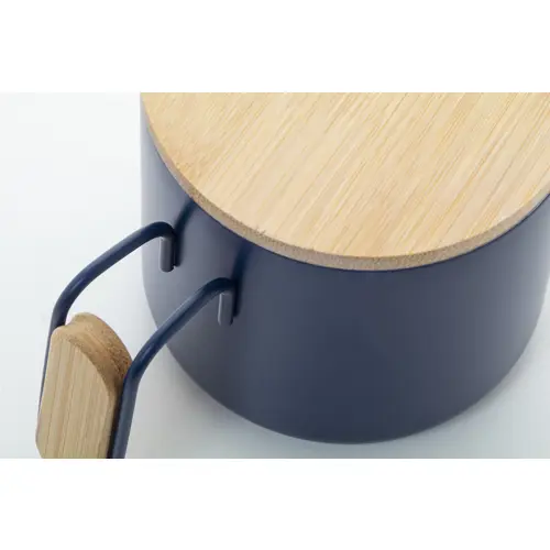 Tazza termica a doppia parete in acciaio inox riciclato con coperchio e manico in bambù da 300ml