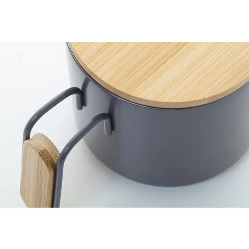 Tazza termica a doppia parete in acciaio inox riciclato con coperchio e manico in bambù da 300ml