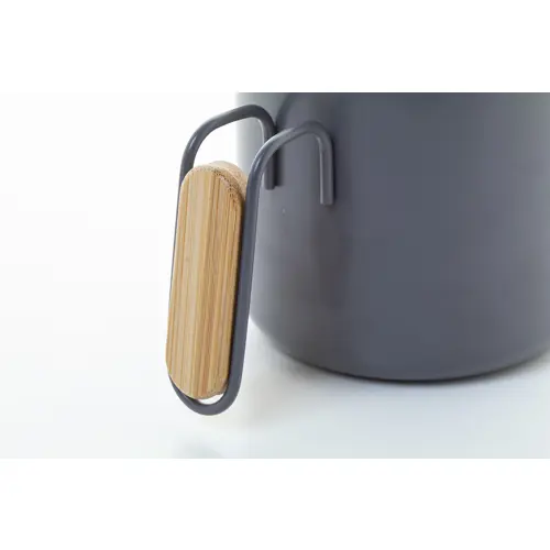 Tazza termica a doppia parete in acciaio inox riciclato con coperchio e manico in bambù da 300ml