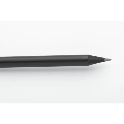 Matita HB temperata in legno di colore nero con finitura metallizzata e gomma nera