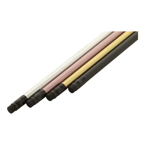Matita HB temperata in legno di colore nero con finitura metallizzata e gomma nera