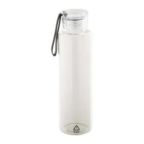 Borraccia in vetro riciclato da 550ml con coperchio in PS custodia in neoprene RPET e cinturino in silicone