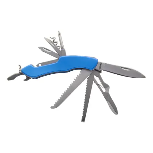 Coltello tascabile in acciaio inossidabile con 12 funzioni e manico in alluminio