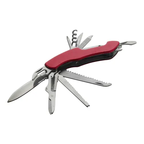 Coltello tascabile in acciaio inossidabile con 12 funzioni e manico in alluminio
