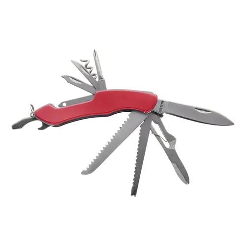 Coltello tascabile in acciaio inossidabile con 12 funzioni e manico in alluminio