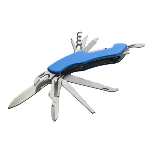 Coltello tascabile in acciaio inossidabile con 12 funzioni e manico in alluminio