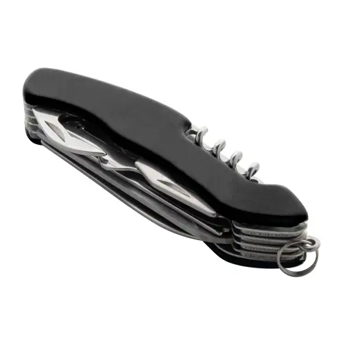 Coltello tascabile in acciaio inossidabile con 12 funzioni e manico in alluminio