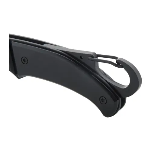 Coltello tascabile in acciaio inossidabile, completamente nero, con manico in alluminio, moschettone e chiusura di sicurezza