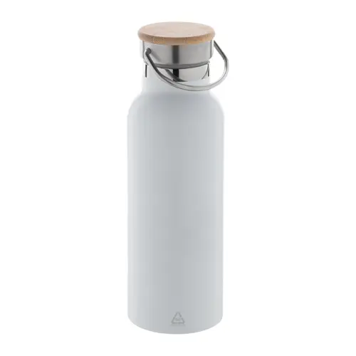 Borraccia in acciaio inox riciclato a doppia parete con coperchio in bambù 500ml 