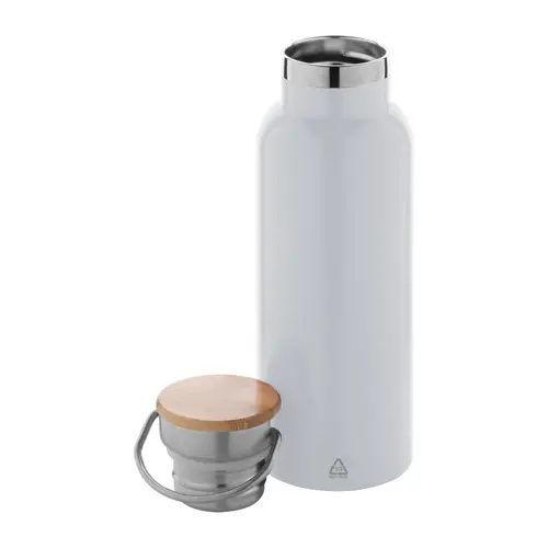 Borraccia in acciaio inox riciclato a doppia parete con coperchio in bambù 500ml 