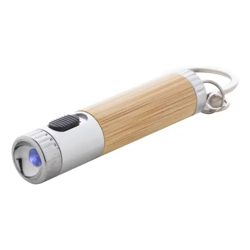 Portachiavi e mini torciain bambù e plastica ABS riciclata