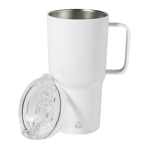 Tazza termica in acciaio inox riciclato e coperchio in PS da 600ml