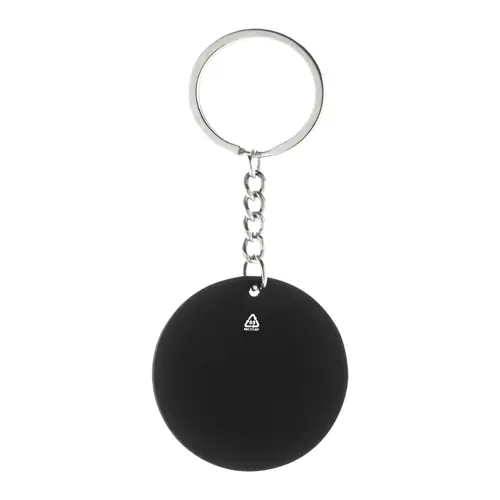 Set regalo con penna refill blu e portachiavi in alluminio riciclato con finitura gommata