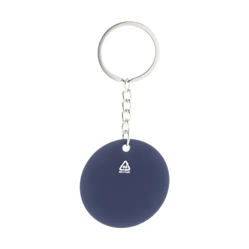 Set regalo con penna refill blu e portachiavi in alluminio riciclato con finitura gommata