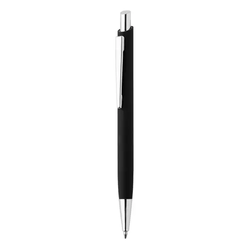 Set regalo con penna refill blu e portachiavi in alluminio riciclato con finitura gommata