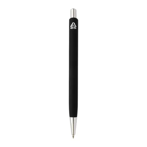Set regalo con penna refill blu e portachiavi in alluminio riciclato con finitura gommata