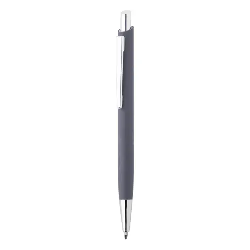 Set regalo con penna refill blu e portachiavi in alluminio riciclato con finitura gommata
