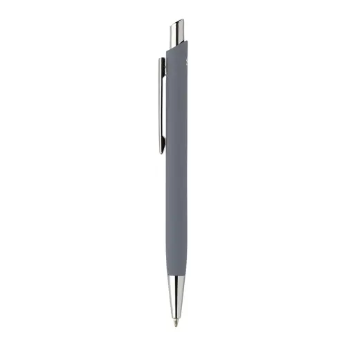 Set regalo con penna refill blu e portachiavi in alluminio riciclato con finitura gommata
