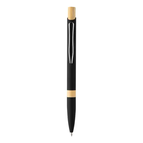 Set regalo con penna refill blu e portachiavi in alluminio riciclato e bambù