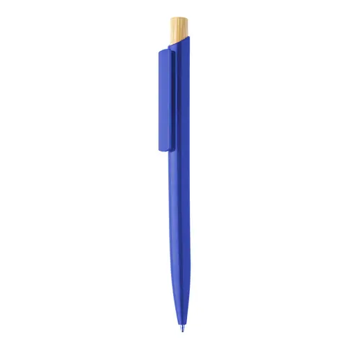 Penna a sfera in plastica ABS riciclata pulsante bambù refill blu