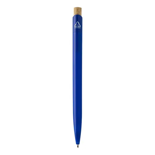 Penna a sfera in plastica ABS riciclata pulsante bambù refill blu