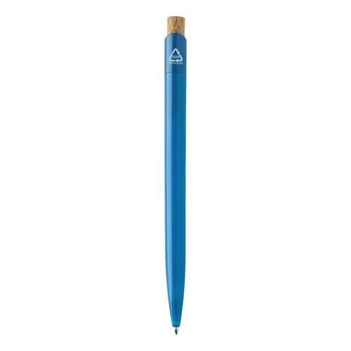 Penna a sfera in plastica ABS riciclata pulsante bambù refill blu