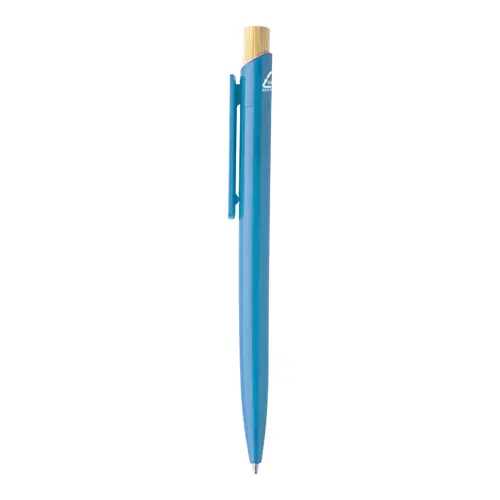 Penna a sfera in plastica ABS riciclata pulsante bambù refill blu