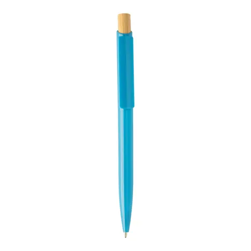 Penna a sfera in plastica ABS riciclata pulsante bambù refill blu
