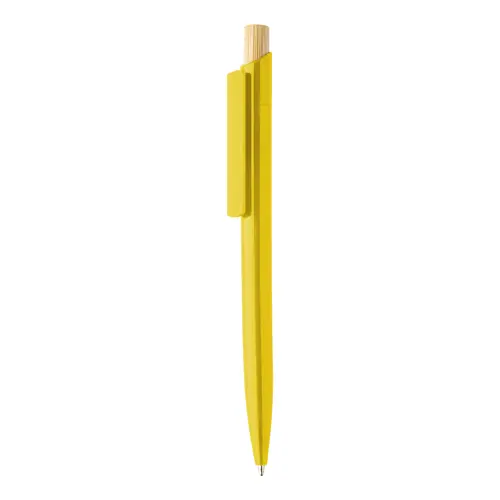 Penna a sfera in plastica ABS riciclata pulsante bambù refill blu