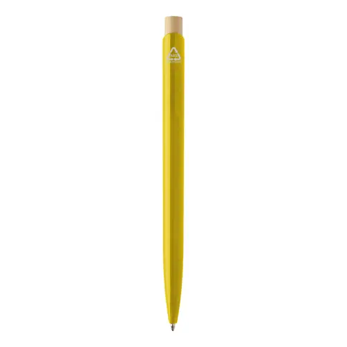 Penna a sfera in plastica ABS riciclata pulsante bambù refill blu