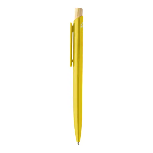 Penna a sfera in plastica ABS riciclata pulsante bambù refill blu
