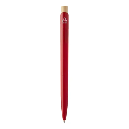 Penna a sfera in plastica ABS riciclata pulsante bambù refill blu