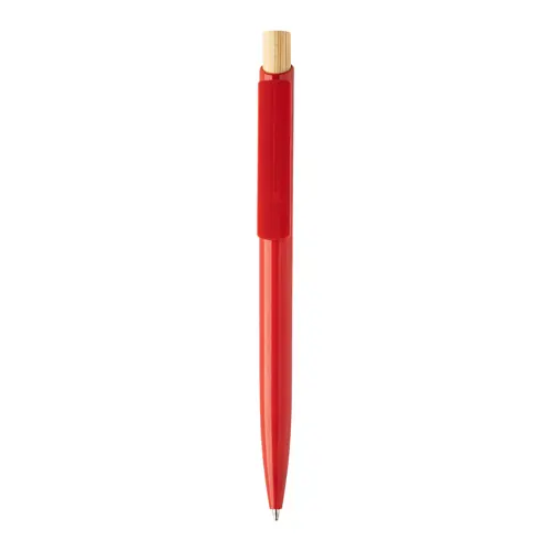 Penna a sfera in plastica ABS riciclata pulsante bambù refill blu