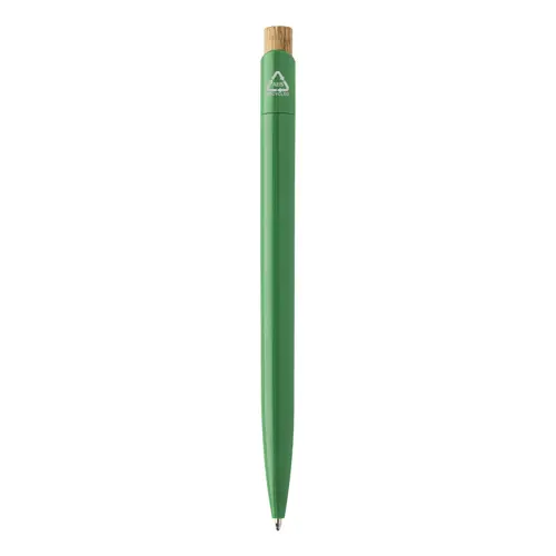 Penna a sfera in plastica ABS riciclata pulsante bambù refill blu