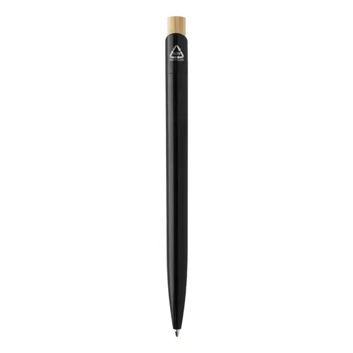 Penna a sfera in plastica ABS riciclata pulsante bambù refill blu