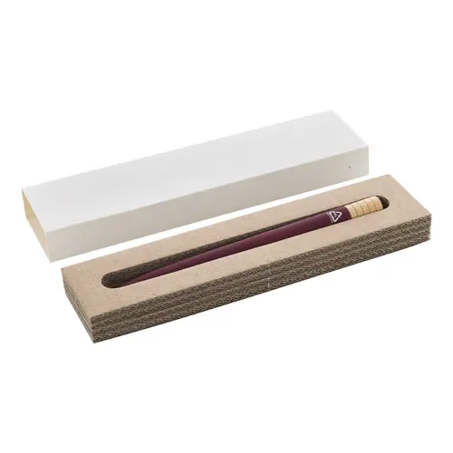 Penna a sfera in alluminio riciclato a rotazione finitura gommata e astuccio in cartoncino kraft refill blu