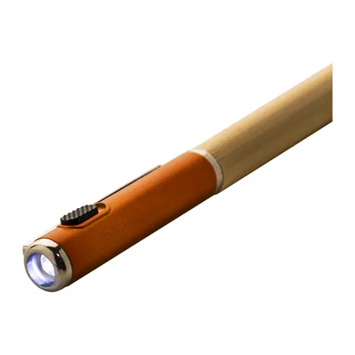 Penna a sfera in bambù e plastica riciclata a rotazione torcia LED e refill blu 