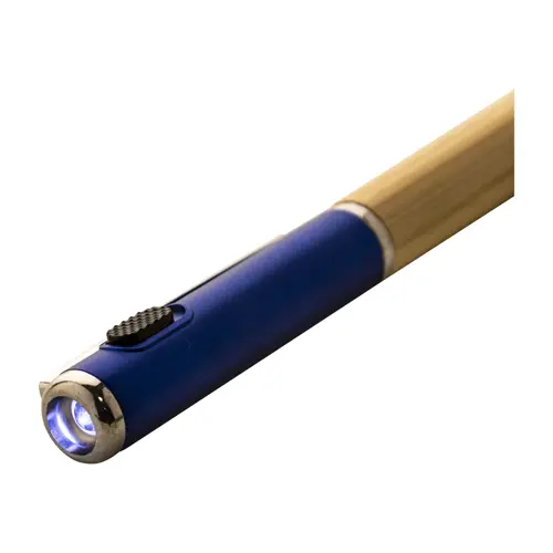 Penna a sfera in bambù e plastica riciclata a rotazione torcia LED e refill blu 