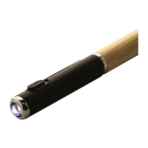 Penna a sfera in bambù e plastica riciclata a rotazione torcia LED e refill blu 