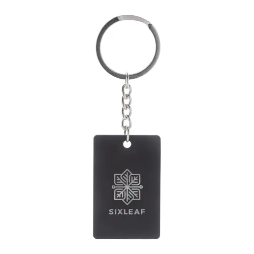 Portachiavi in acciaio riciclato a forma di rettangolo con finitura gommata