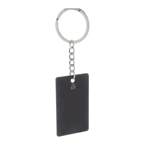 Portachiavi in acciaio riciclato a forma di rettangolo con finitura gommata