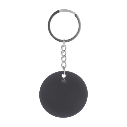 Portachiavi in acciaio riciclato di forma rotonda con finitura gommata